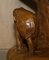 Taburete de elefante vintage tallado a mano con decoración ornamental, Imagen 6