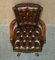 Traditional Cigar Brown Leather Chesterfield Captains Armchair 14
