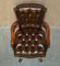 Traditional Cigar Brown Leather Chesterfield Captains Armchair, Image 14