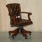 Traditional Cigar Brown Leather Chesterfield Captains Armchair 19