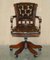 Traditional Cigar Brown Leather Chesterfield Captains Armchair 2