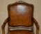 French Louis XV Hand Dyed Cigar Brown Leather Armchairs in Walnut, Set of 2 4