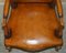 French Louis XV Hand Dyed Cigar Brown Leather Armchairs in Walnut, Set of 2 16