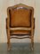 French Louis XV Hand Dyed Cigar Brown Leather Armchairs in Walnut, Set of 2 18