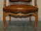 French Louis XV Hand Dyed Cigar Brown Leather Armchairs in Walnut, Set of 2 10