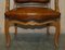 French Louis XV Hand Dyed Cigar Brown Leather Armchairs in Walnut, Set of 2, Image 10