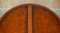 Mesa de comedor extensible redonda con tablero de cuero marrón teñido a mano, Imagen 17