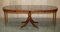 Round Extending Dining Table with Hand Dyed Brown Leather Top 3