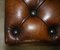 Brown Leather Chesterfield English Oak Footstool 12