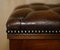 Brown Leather Chesterfield English Oak Footstool 6