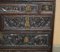 Carved English Oak Library Desk with Lions Head Brass Handles, 1860s, Image 10