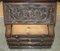 Carved English Oak Library Desk with Lions Head Brass Handles, 1860s 20