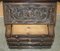 Carved English Oak Library Desk with Lions Head Brass Handles, 1860s, Image 20
