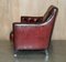 Poltrona e divano Chesterfield Suite in pelle bordeaux completamente tinti a mano, set di 3, Immagine 9