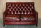 Chesterfield Suite Sessel & Sofa aus vollständig handgefärbtem Bordeaux-Leder, 3 . Set 3