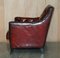 Fully Hand Dyed Bordeaux Leather Chesterfield Suite Armchair & Sofa, Set of 3 17