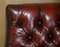 Chesterfield Suite Sessel & Sofa aus vollständig handgefärbtem Bordeaux-Leder, 3 . Set 5