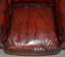 Fully Hand Dyed Bordeaux Leather Chesterfield Suite Armchair & Sofa, Set of 3, Image 16