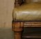 Victorian English Oak Hand Dyed Leather Library Reading Armchair 11