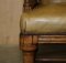 Victorian English Oak Hand Dyed Leather Library Reading Armchair, Image 11
