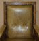 Victorian English Oak Hand Dyed Leather Library Reading Armchair 3