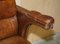 Butaca de capitán de oficina giratoria de cuero marrón con montura Heritage vintage, Imagen 7