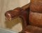 Butaca de capitán de oficina giratoria de cuero marrón con montura Heritage vintage, Imagen 6