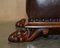 Regency 1815 Repose-Pieds Lions Poilu en Cuir Marron et Bois Dur 17