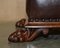 Regency Lions Hairy Paw Footstool in Brown Leather and Hardwood, 1815 17