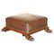 Regency Lions Hairy Paw Footstool in Brown Leather and Hardwood, 1815 1