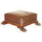 Regency Lions Hairy Paw Footstool in Brown Leather and Hardwood, 1815, Image 1