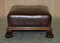Regency Lions Hairy Paw Footstool in Brown Leather and Hardwood, 1815, Image 2