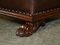 Regency 1815 Repose-Pieds Lions Poilu en Cuir Marron et Bois Dur 10