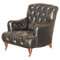 Chesterfield Bridgewater Black Leather Armchair from Howard & Sons, 1880s 1