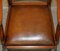 Vintage Hand Dyed Brown Leather Hand Carved Frame Dining Chairs, Set of 6 13