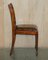 Vintage Hand Dyed Brown Leather Hand Carved Frame Dining Chairs, Set of 6 20