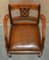 Vintage Hand Dyed Brown Leather Hand Carved Frame Dining Chairs, Set of 6, Image 12