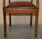 Vintage Hand Dyed Brown Leather Hand Carved Frame Dining Chairs, Set of 6 10