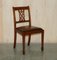 Vintage Hand Dyed Brown Leather Hand Carved Frame Dining Chairs, Set of 6 16