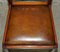 Vintage Hand Dyed Brown Leather Hand Carved Frame Dining Chairs, Set of 6 19