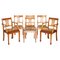 Vintage Hand Dyed Brown Leather Hand Carved Frame Dining Chairs, Set of 6 1