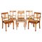 Vintage Hand Dyed Brown Leather Hand Carved Frame Dining Chairs, Set of 6, Image 1