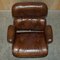 Artsome Brown Leather Armchair & Ottoman with Bentwood Frame, Set of 2 10