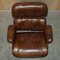 Artsome Brown Leather Armchair & Ottoman with Bentwood Frame, Set of 2, Image 10