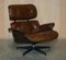 Artsome Brown Leather Armchair & Ottoman with Bentwood Frame, Set of 2, Image 2