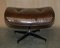 Artsome Brown Leather Armchair & Ottoman with Bentwood Frame, Set of 2 15