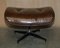 Artsome Brown Leather Armchair & Ottoman with Bentwood Frame, Set of 2, Image 15