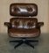 Artsome Brown Leather Armchair & Ottoman with Bentwood Frame, Set of 2 3
