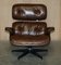 Artsome Brown Leather Armchair & Ottoman with Bentwood Frame, Set of 2, Image 3