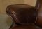 Artsome Brown Leather Armchair & Ottoman with Bentwood Frame, Set of 2 6
